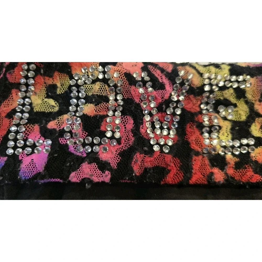 Rare Victoria Secret Y2K Rhinestone Bling Biker‎ Shorts Leopard Fold Over SZ S